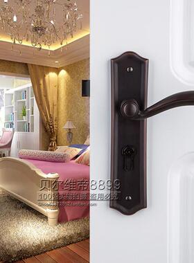 房门锁静音黑色木门卧室欧式黄古锁具执手锁仿古黑通用美式门把手