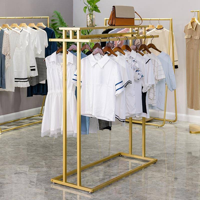 服装店中岛架货架落地式童装展示架女装店中间双排挂衣架外贸