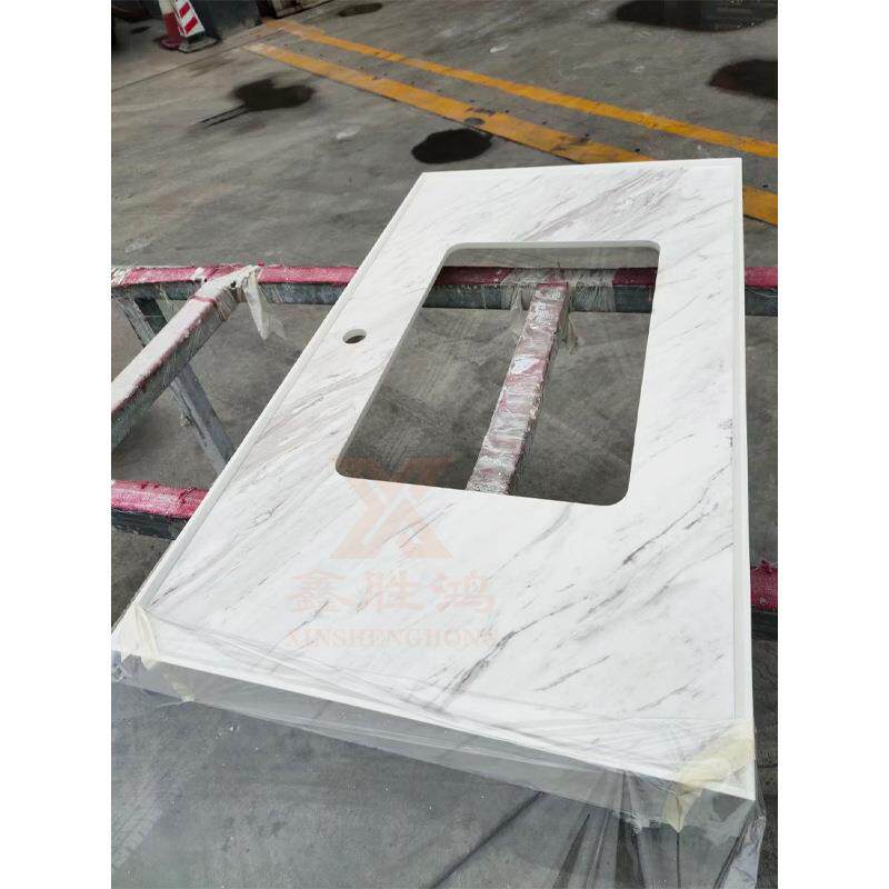 阳台洗手台面出口品质双盆天然石纹路人造石加定工制浴室