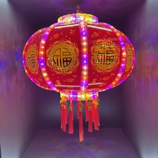 电外转灯笼新年七彩旋转走马灯乔迁阳台春节福字过年新款LED宫灯