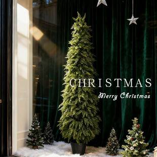 仿真圣诞树落地盆栽加密枝叶人造雪松家用圣诞装饰松柏绿植摆件