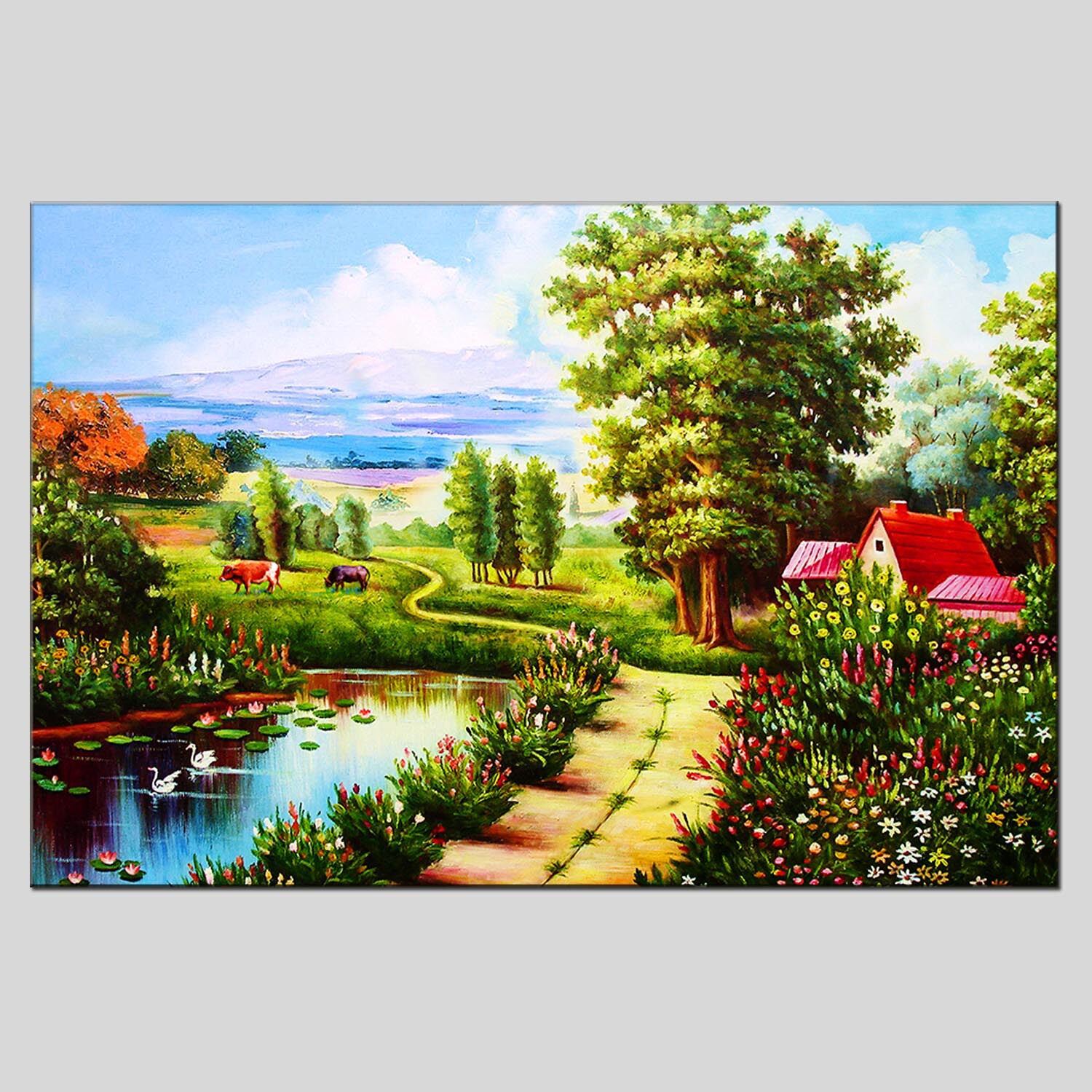 酒店油画 简欧式油画 风景油画 带框油画 风水画 家装店面油画