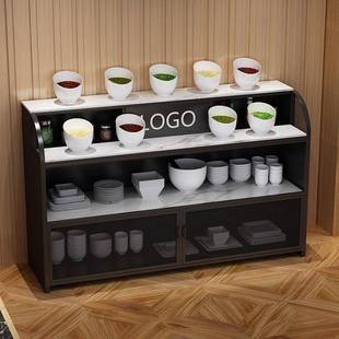 铁艺调味台自助火锅店烧烤酱香料大理石调料台商用实木餐边柜整装