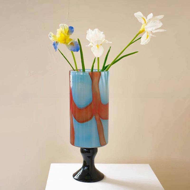 中古琉云纹彩色璃花瓶客厅玄关高脚玻璃花器高级感艺术装饰摆件,机械设备,其他机械设备,淘宝优惠券,粉丝福利购,淘宝优惠卷