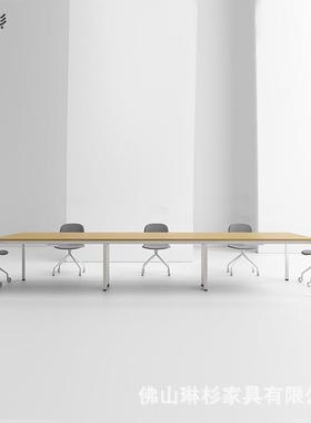RIK-TA会议台里克会议桌板式会议台钢木结构会议桌钢脚架带上线槽