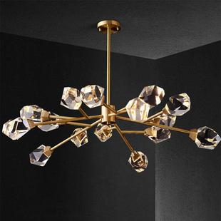 全铜后现代简约水晶吊灯2020年新款网红北欧简约餐厅客厅分子灯
