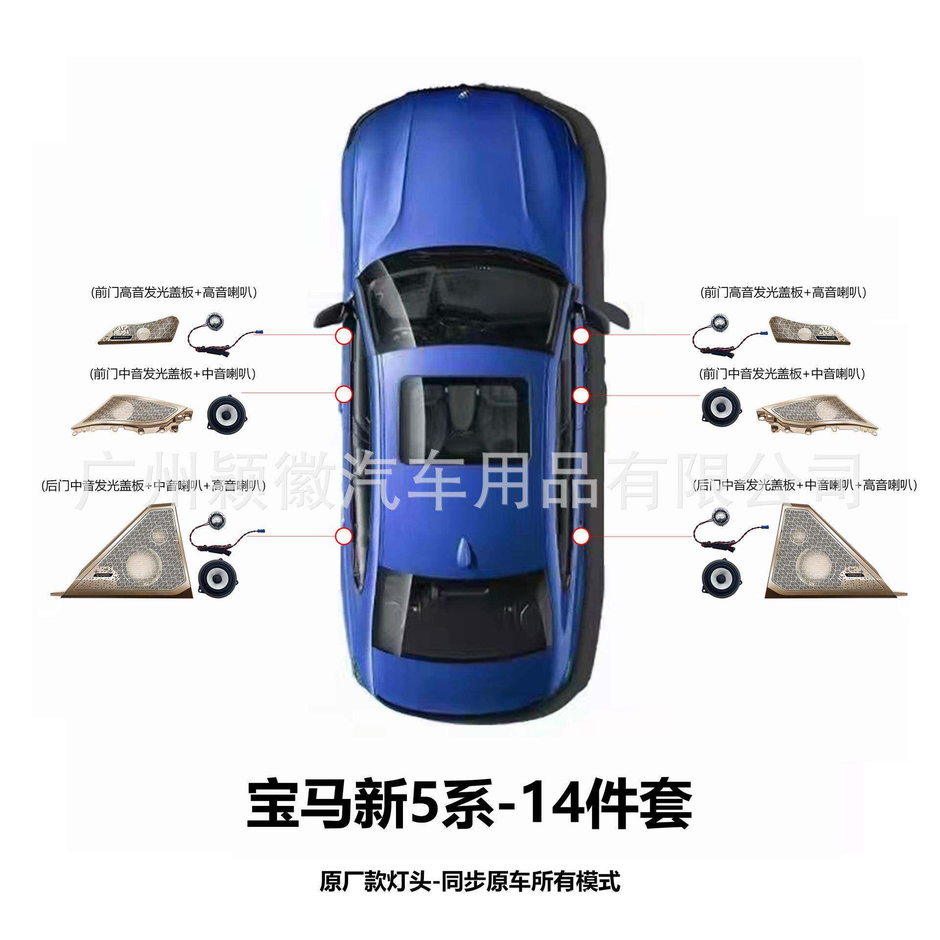 适用于BMW宝马5系G68氛围灯宝华韦健B&W款式音响喇叭发光罩子盖板