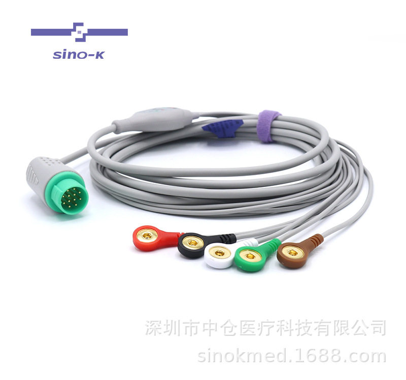 兼容BLT宝莱特M7000M9500M800012针扣式一体心电监护仪导联线