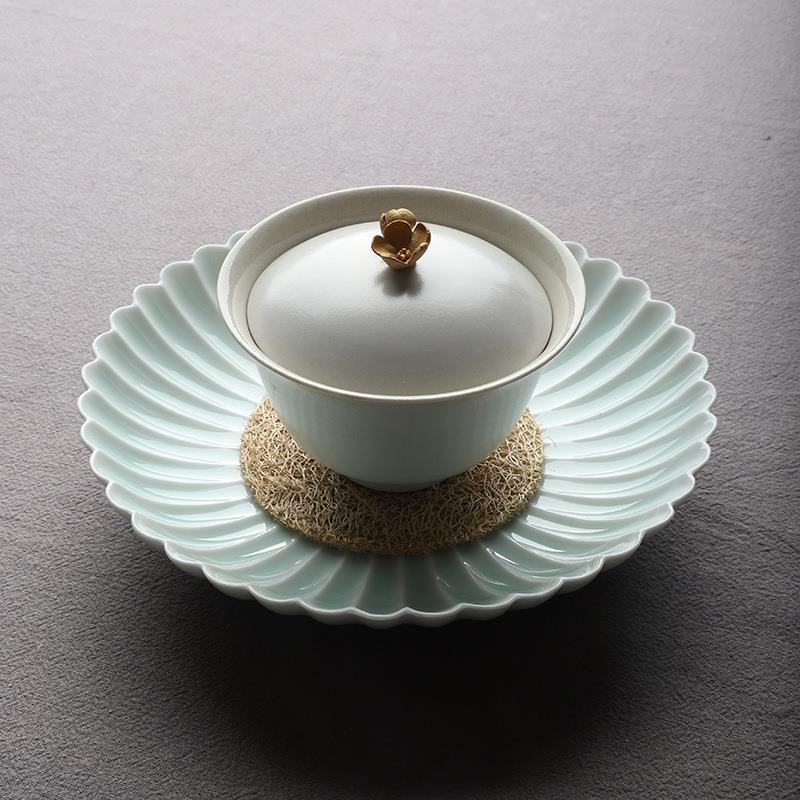 xyt挑雪文人茶器陶瓷干泡壶承雍正菊瓣盘茶承干泡台紫砂茶具茶承