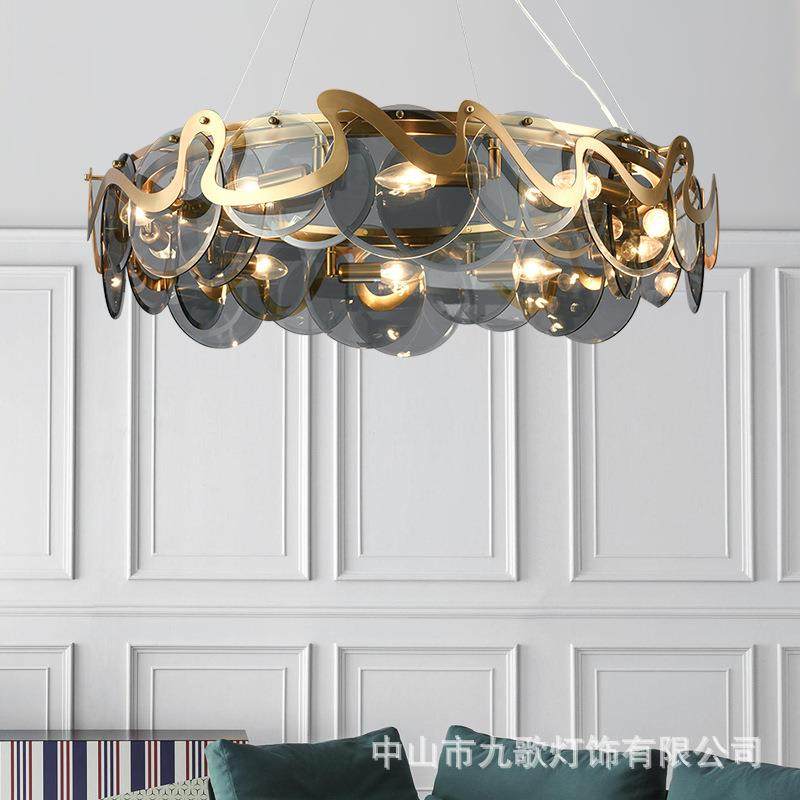 轻奢水晶吊灯现代简约餐厅客厅灯具别墅后现代卧室楼梯间网红灯具
