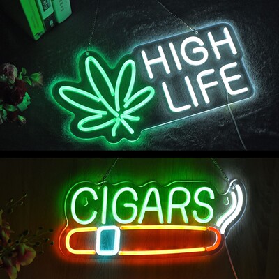 外贸亚马逊LED发光霓虹灯Highlife夜灯GRGARS标志室内外装饰灯
