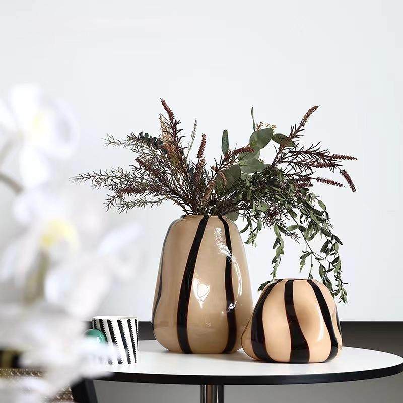 落地玻璃花瓶大号复古条纹现代简约客厅样板房家居软装摆件插花瓶,机械设备,其他机械设备,淘宝优惠券,粉丝福利购,淘宝优惠卷