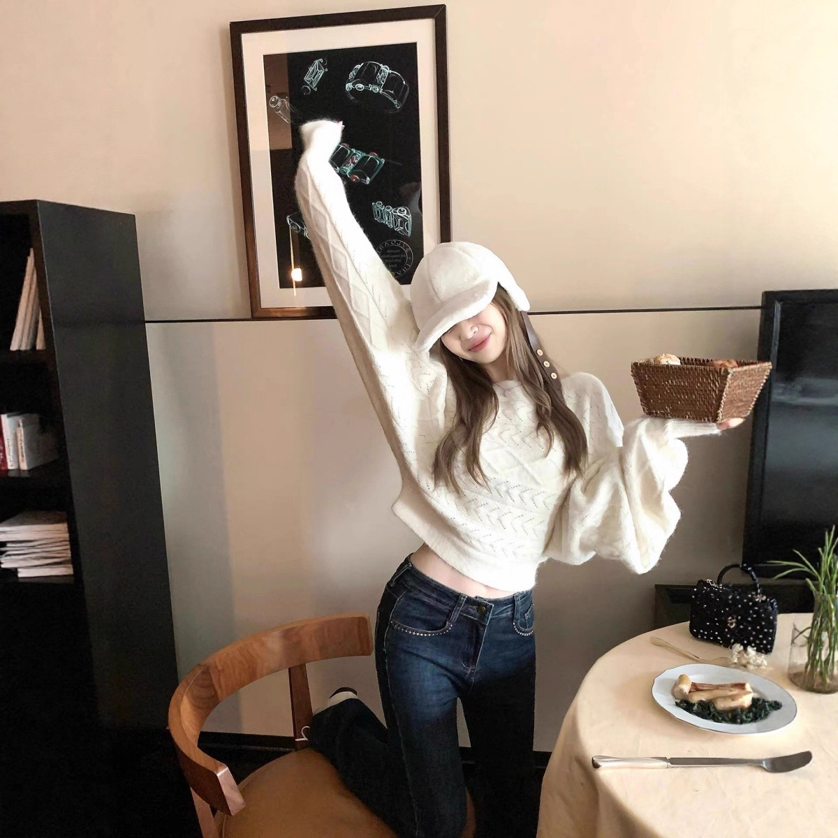 韩系宽松韩系羊毛针织衫