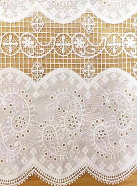 K-377水溶网格棉布打孔腰果花刺绣双边波浪蕾丝绣花布面料