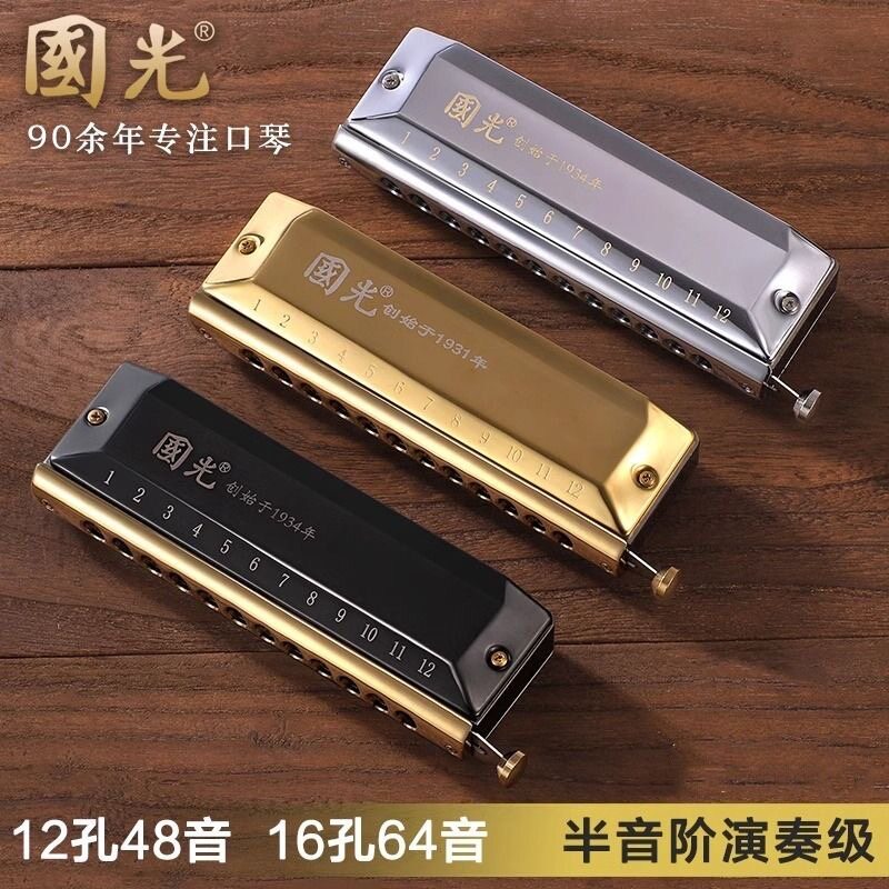 国光半音阶口琴12孔48音C调高级专业演奏初学者成人儿童入门乐器