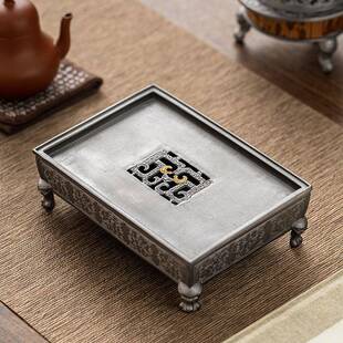 古锡茶盘干泡盘小型家用储水式中式复古养壶盘高档手工盛水盘壶承