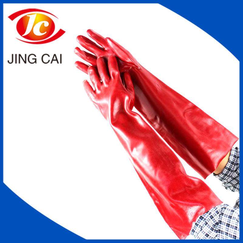 PVC耐油浸塑止滑手套止滑颗粒耐油手套劳保用品接袖手套