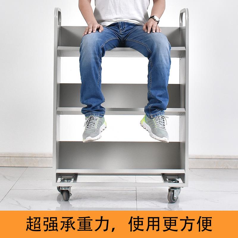 图书馆静音手推书车档案室三步四步登高书梯二层三层V型W型小推车