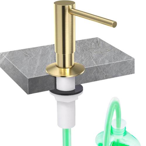 厨房水槽金色手按式皂液器120mm软管500ml BRASS soap dispenser