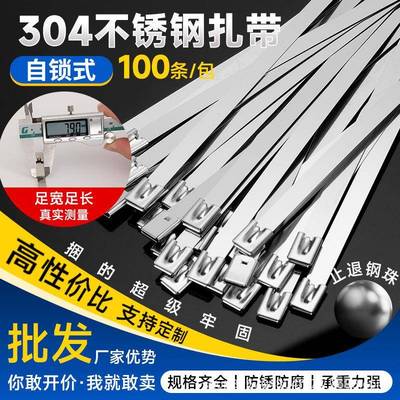 304不锈钢扎带4.6*200mm自锁式船用电缆绑扎带耐盐雾腐蚀直销