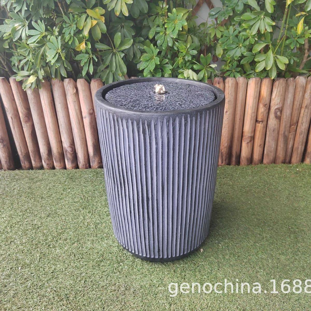 古典现代个性创意条纹蓝色喷泉家庭庭院流水工艺品流水摆件-3