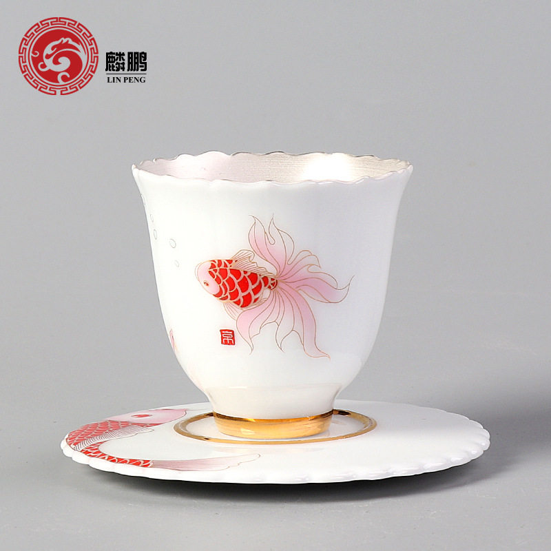 鎏银茶杯日式简约纯手工功夫家用陶瓷个人杯品茗杯主人杯单杯