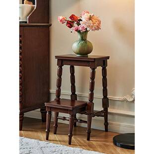 美式复古风实木梯凳子两用全核桃木家用客厅可折叠二步登高小凳子