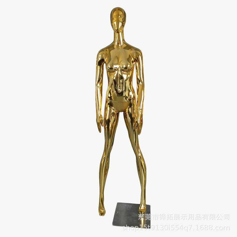 金色电镀女模特全身展示架分腿站模假人道具欧美热门款式人台人偶