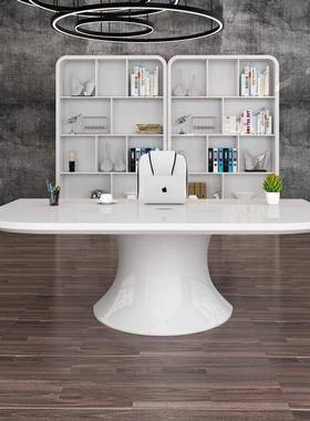 白色创意烤漆老板桌简约现代大班台办公室主管设计师总裁桌经理桌