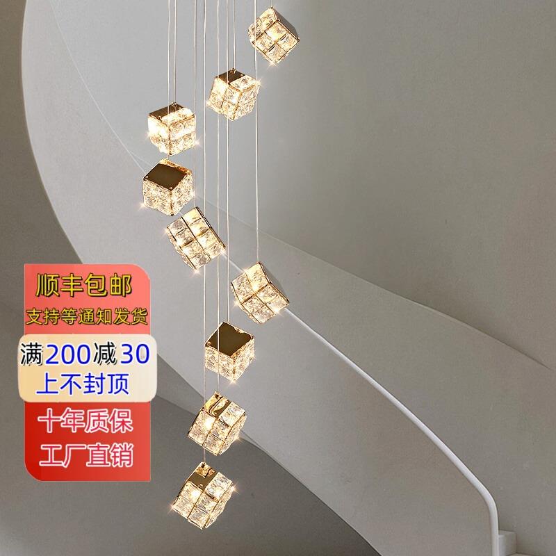 法式中古楼梯间长吊灯美式复古复式别墅客厅挑空lof公寓灯具