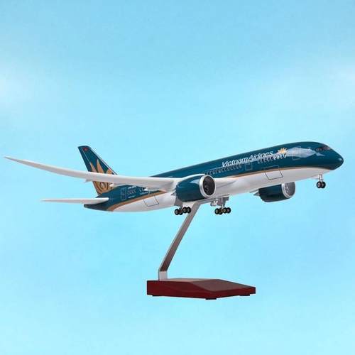 越南航空B787带起落架带灯静态仿真飞机模型摆件波音787航模43cm