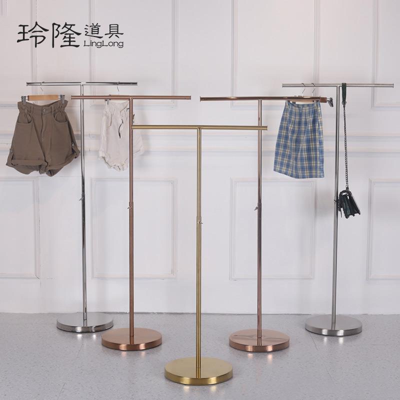落地式T型架不锈钢架子展示架收纳中岛货架服装店皮具大包挂架