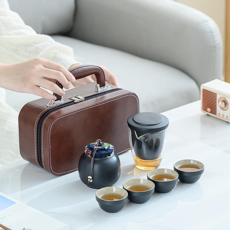 陶瓷快客杯一壶四杯便捷凶旅行茶具套装户外露营功夫泡茶壶茶杯