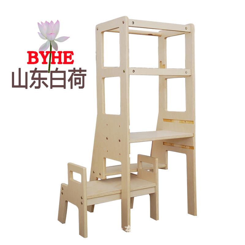宝宝儿童洗手木凳垫脚凳扶手梯子阶梯栏杆凳防滑脚踏厨房凳攀爬架