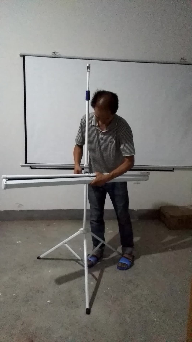 加厚50-200寸窗帘电动手拉简易抗光支架幕M布不锈钢移动支架铁合