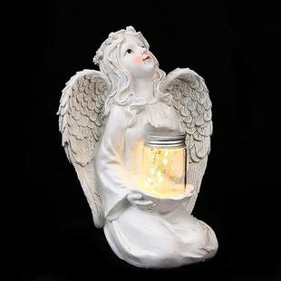 太阳能天使翅膀摆件花坪园雕像庭院草95外天阳台户树脂装饰使摆件