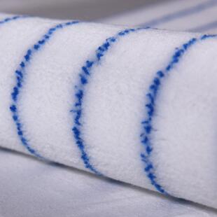 厂家白底兰蓝条纶油漆/刷布料织梭涤滚刷绒B2-8-35布机织刷子布