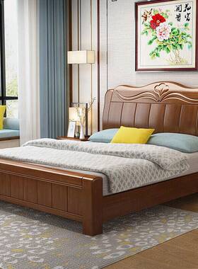 实木床1.8床米主卧双人床1.5米木米箱床1.2大床储高85795物床厂家