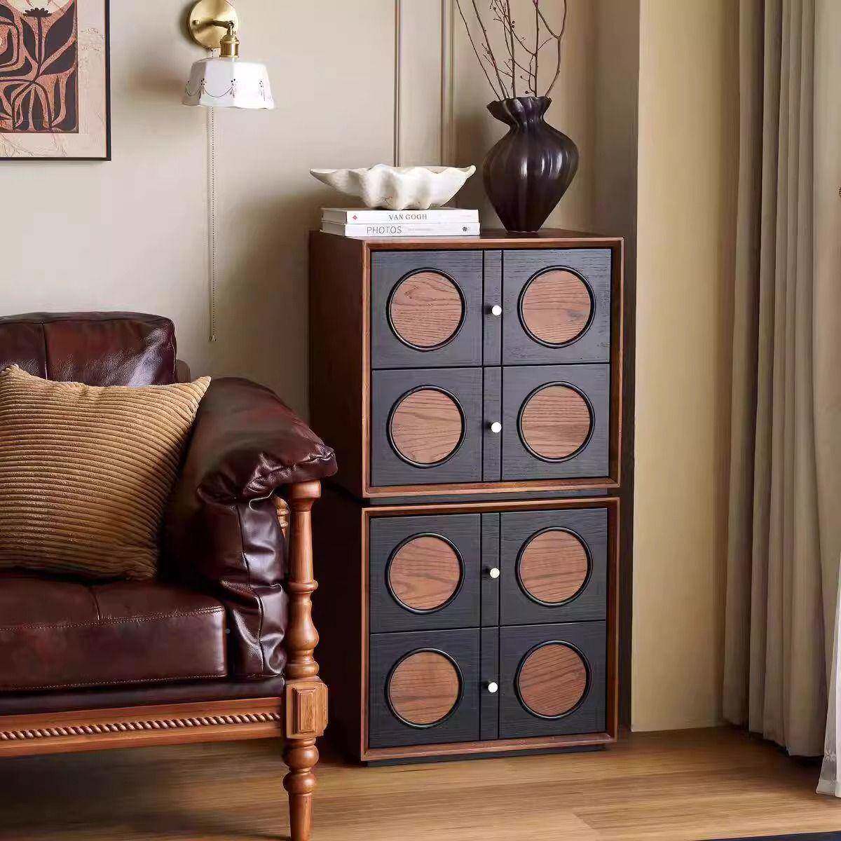 SWA中古风斗柜实斗柜用餐储边木柜沙发家边柜客厅物柜卧室收纳卡