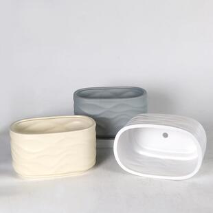 款花盆陶瓷波纹约简inJW01075.s风家用多肉蝶蝴兰吊新兰专用花盆