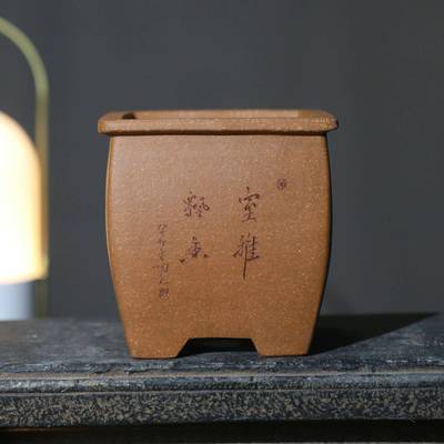 宜名兴方紫tb-76342砂花盆苏兵正方形四形景盆盆家盆降坡泥手工刻