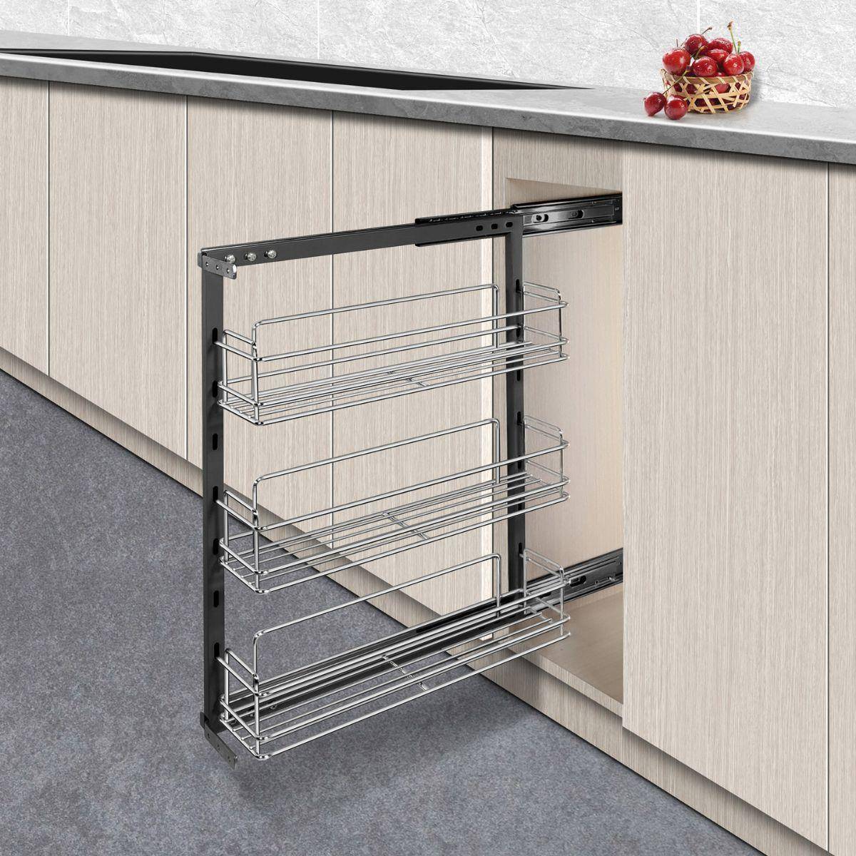 厨房侧192拉篮抽式水槽屉置物架活动式置物篮两层挂/三层侧拉