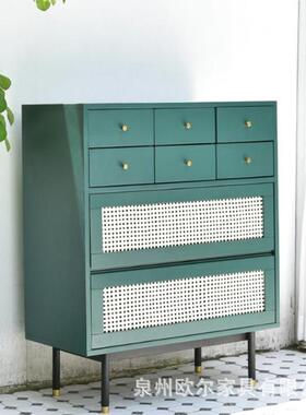 柜北斗屉欧实木斗柜现代简约小户型客厅收纳卧室藤编抽VYS储物三