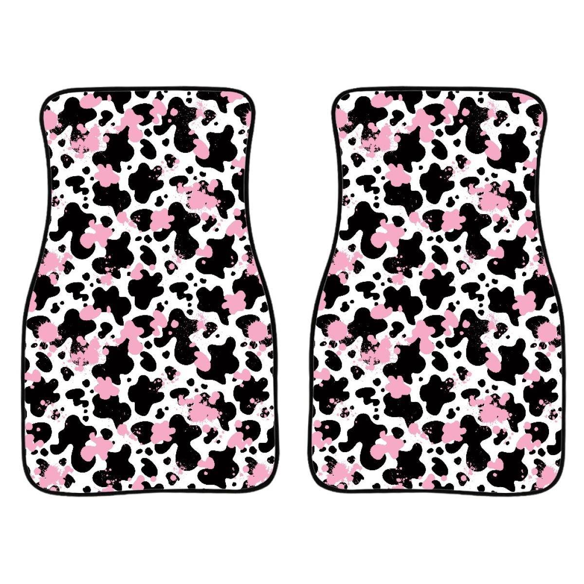Temu拼多多豹纹印花汽车通用前排地板垫脚垫两件套来图印制