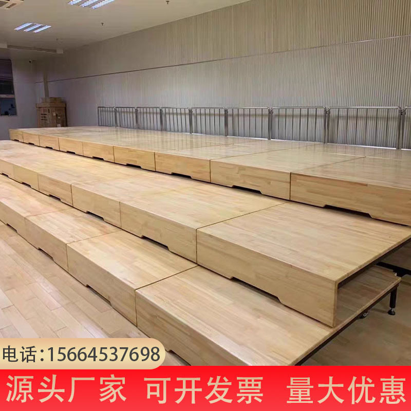 音乐教室合唱台实木演出活动可移动伸缩乐器台阶三层推拉折叠舞台
