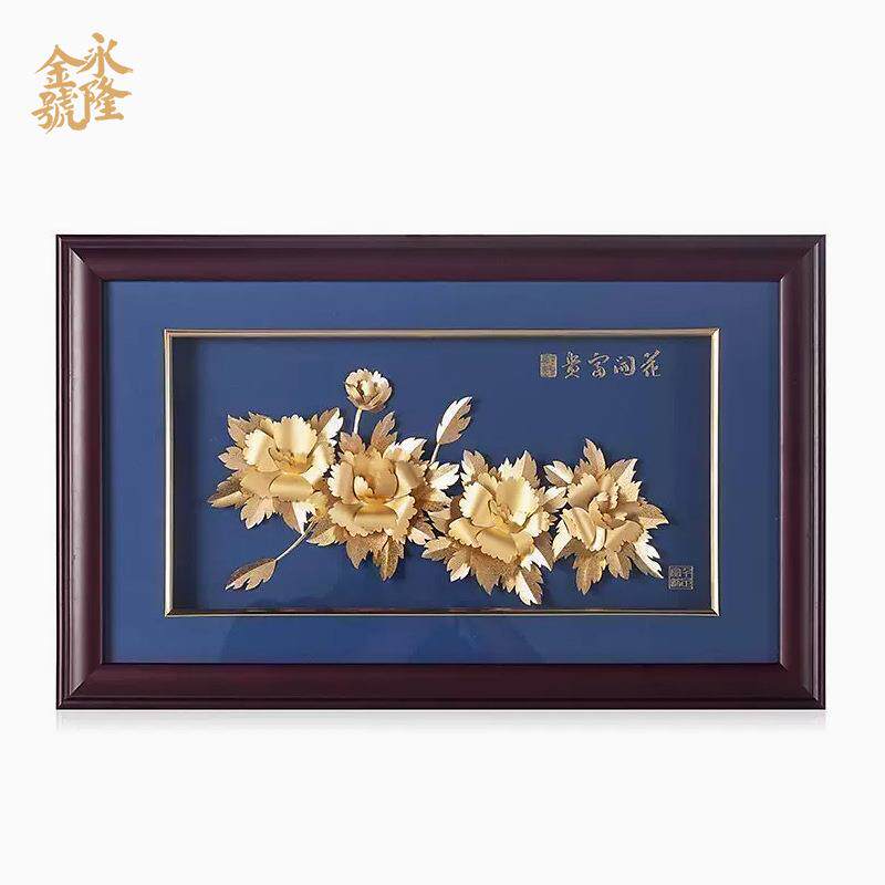 24k立体金箔画花开富贵现代客厅简约装饰画创意家居挂画壁画墙画
