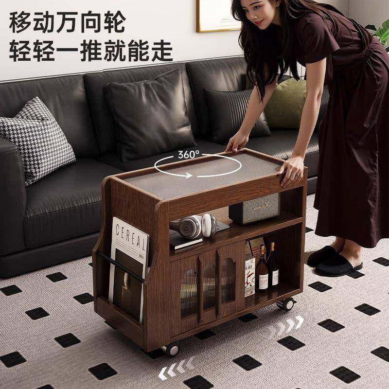 可移动边几沙发边柜侧柜小户型客厅中古风小推车多功能卧室小茶几