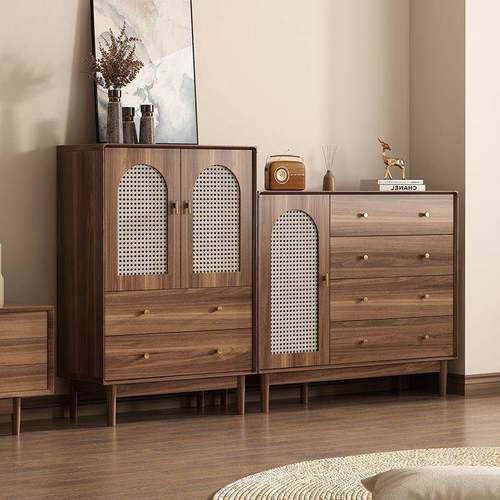 斗柜实木多功能抽屉柜收纳柜现代客厅卧室靠墙五斗六斗带门储物柜