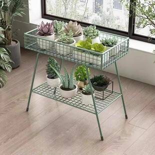 可拆装铁艺双层花架阳台多肉花架户外庭院绿植收纳置物架直销