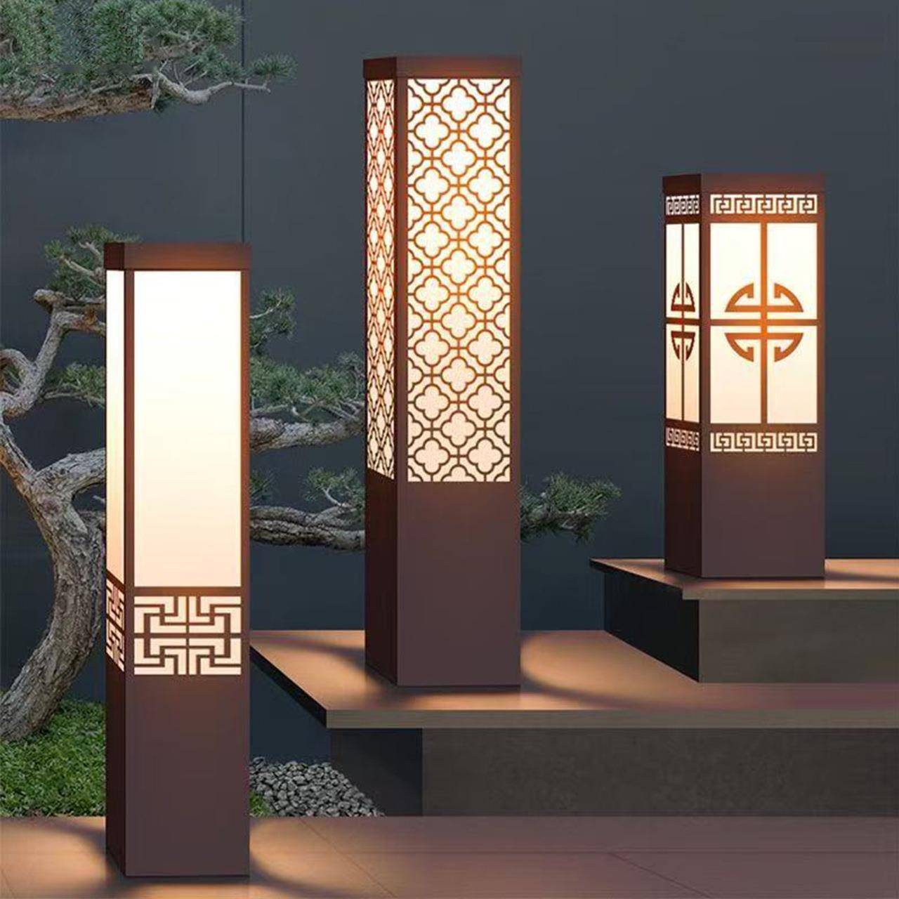 镀锌铁草坪灯太阳能中式别墅花园庭院灯草地灯户外防水小区景观灯